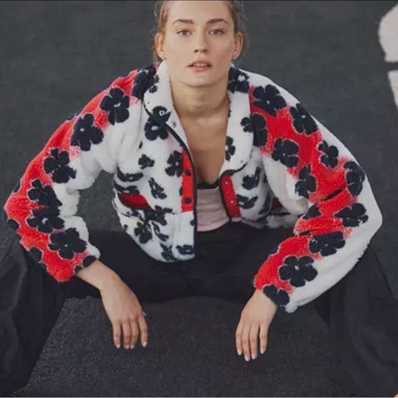 Free People Rocky Ridge Fleece Jacket-Floral Daisy Combo, M, NWT - Picture 8 of 9